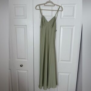 silence + noise Olive Green Maxi Slip Dress